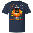 Dachshund Happy Hallothanksmas With Pumpkin T-Shirt Thanksgiving Gifts For Dachshund Lovers