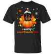 Dachshund Happy Hallothanksmas With Pumpkin T-Shirt Thanksgiving Gifts For Dachshund Lovers