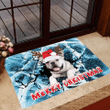 French Bulldog Merry Christmas 3D Doormat Funny Dog Ice Crack Doormat House Decor Seasonal Gifts