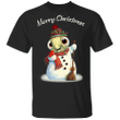 Turtle Merry Christmas Shirt Funny Snowman Red Scarf Printed Tee Xmas Gift For Turtle Lover
