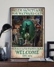 Salem Sanctuary For Wayward Cats Welcome Print Poster Gift For Cat Lover Wall Art Home Decor
