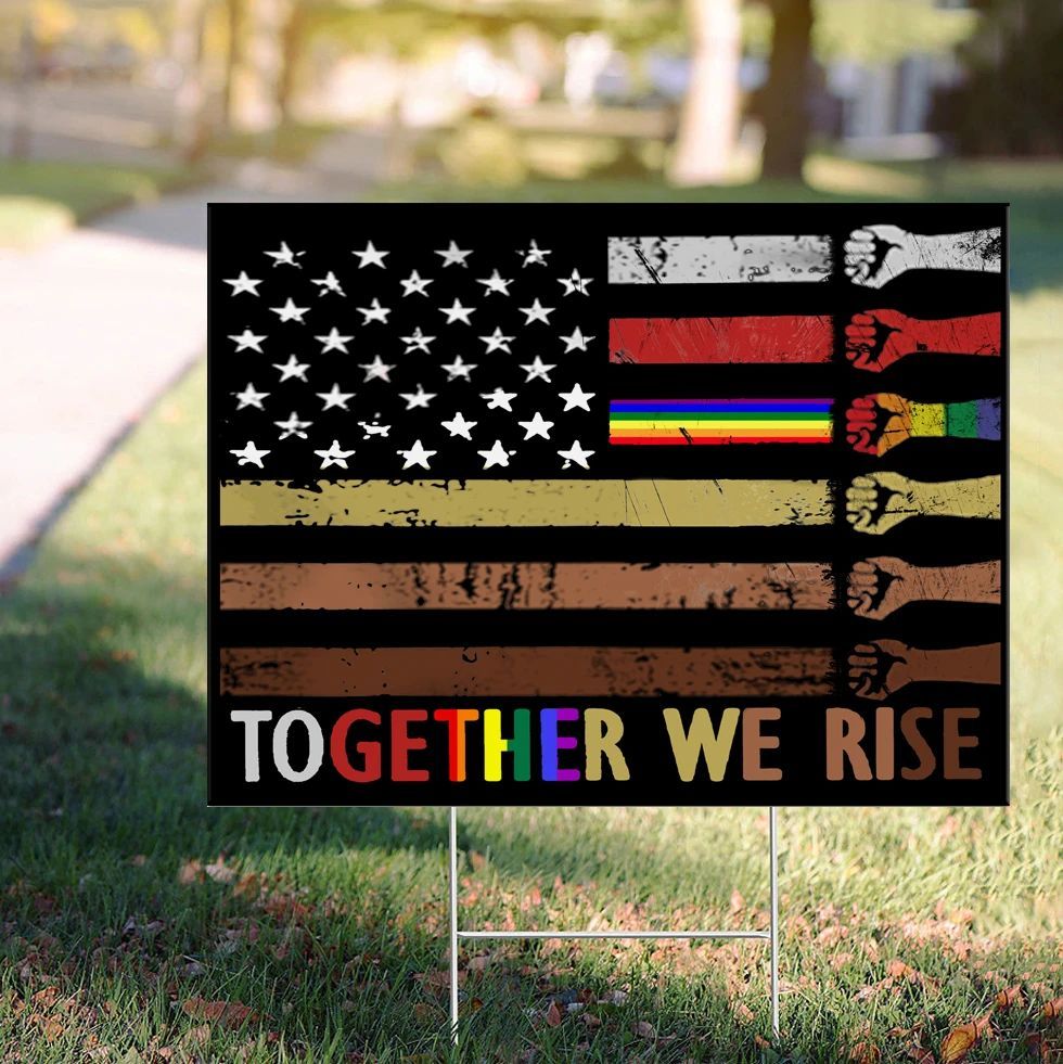 American Together We Rise Yard Sign Blm Patriotic Gifts Home Decor
