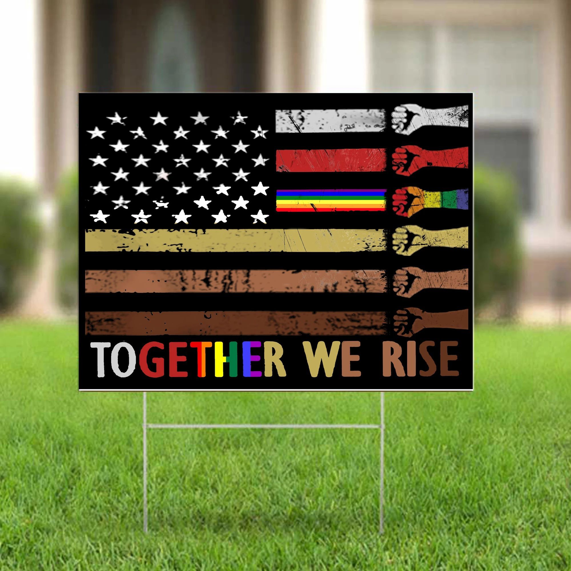 American Together We Rise Yard Sign Blm Patriotic Gifts Home Decor