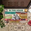 In This House We Are Husky Rescuers Doormat Cute Doormat Fun Door Mat For Husky Lover Owner