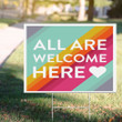 Rainbow All Are Welcome Here Yard Sign Outdoor Winter Decorating Ideas