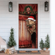 T-Rex Santa Claus Door Cover Funny Animal Rustic Christmas Welcome Door Cover Outdoor Decor