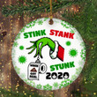 Green Hand Holding Ornament Stink Stank Stunk 2020 Ornament Funny Pandemic Christmas Ornament