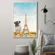 Pug Eiffel Tower Canvas Cute Blind Dog Paris France Wall Art Home Decor Gift For Pug Lover