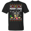Dachshund Merry Xmas Brocade Pattern T-Shirt Design Shirt Gifts For Dachshund Lovers