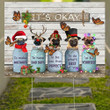Butterfly Pug It's Okay Yard Sign Positive Quotes Rustic Outdoor X-Mas Decor For Pug Lovers