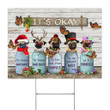 Butterfly Pug It's Okay Yard Sign Positive Quotes Rustic Outdoor X-Mas Decor For Pug Lovers