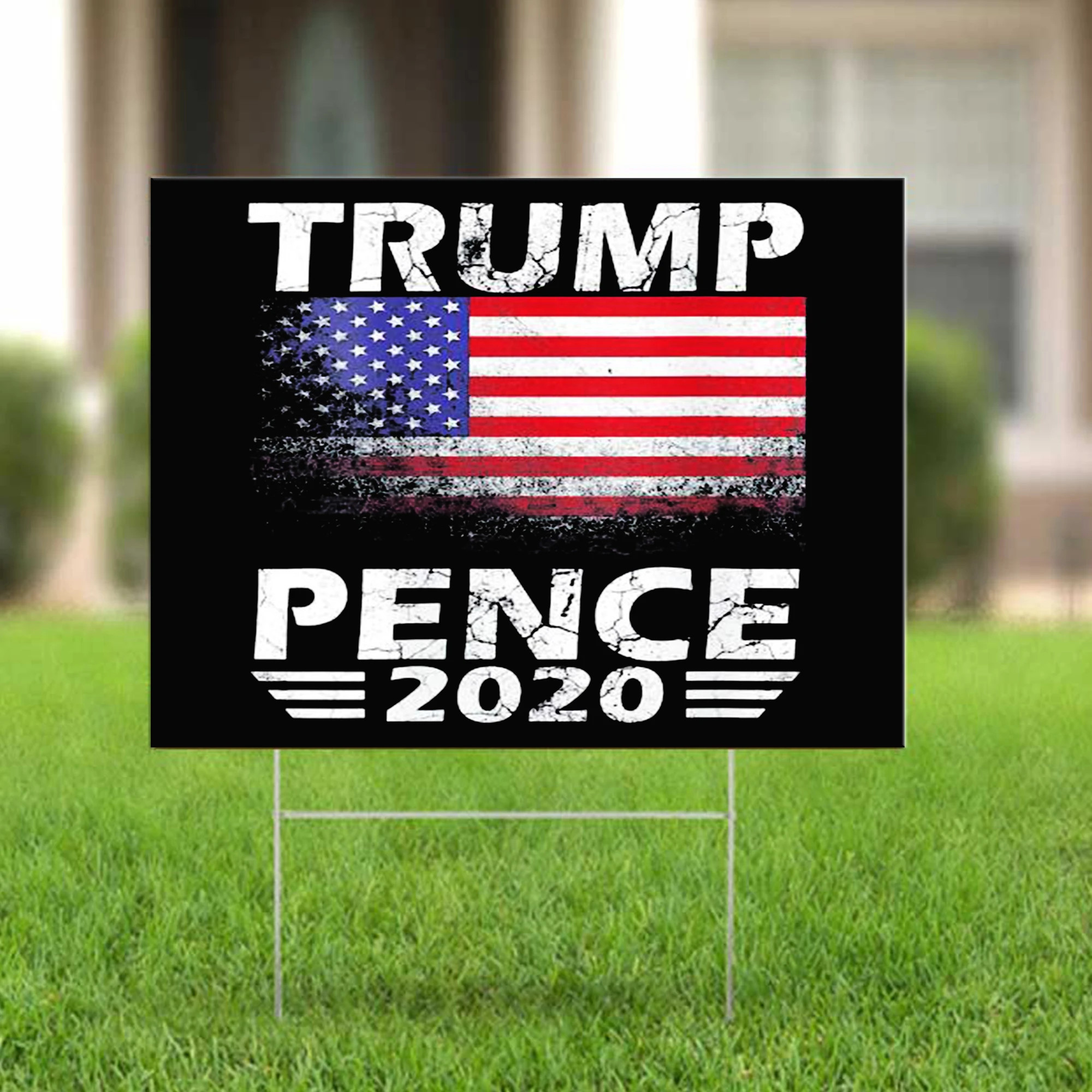 US Flag With Trump-Pence 2020 Campaign Ad Yard Sign Trump Lawn Sign Large Trump 2020 Sign