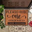 Please Hide Packages From Husband Doormat Funny Welcome Mat Front Door Decor Xmas Gift For Her