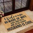 Welcome Beware Of Wife Doormat Funny Doormat Sayings Rustic Designs First Anniversary Gifts