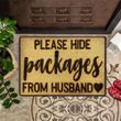 Please Hide Packages From Husband Doormat Outdoor Christmas Door Mat Funny Gift For Wife