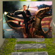 Trump Riding Dinosaur T-Rex Funny Flag For Trump Supporter Political Yard Flag Trump Merch