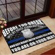 Police Get Right With Jesus Doormat Thin Blue Line Doormat Funny Gift Quotes