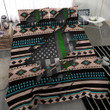 American Flag Green Line Bedding Set Ethnic Design Army Merch Gifts For Boyfriend