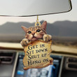 Cat Get In Sit Down Shut Up Hang On Car Hanging Ornament Car Mirror Decor Gift For Cat Lovers