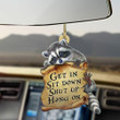 Raccoon Get In Sit Down Shut Up Hang On Car Hanging Rear View Mirror Ornaments Gift For Him
