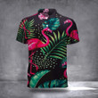 Flamingo Polo Shirt Palm Leaf Tropical Polo Flamingo Clothing Gift For Him