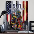 9 11 We Will Never Forget Poster 343 Fireman USA Flag Wall Hanging Memorial Patriot Day Decor