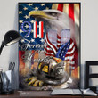 343 Firefighters 9 11 Forever In Our Heart Poster Eagle USA Flag Fireman Memorial Wall Hanging