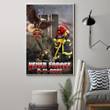 Never Forget 9.11.2001 Firefighter Poster Eagle Twin Towers Attack Memorial Wall Art Home Decor
