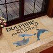 Dolphins Welcome People Tolerated Doormat Indoor Welcome Mat Gifts For Dolphin Lovers
