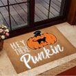 Cat Hey There Pumpkin Doormat Halloween Welcome Mat Presents for Cat Lovers