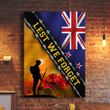Lest We Forget New Zealand Flag Poster Honor Soldier Veterans Remembrance Anzac Day Wall Decor