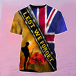 Lest We Forget UK Flag T-Shirt Patriotic Honoring United Kingdom Soldier Veterans Memorial