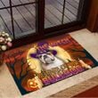 Never The Witch Beware Of Bulldog Halloween Doormat Merch Funny Halloween Dog Owner Gift