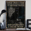 Black Cat Once Upon A Time There Was A Girl Poser Cat Wall Art Halloween Witch Decor
