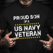 Proud Son Of A US Navy Veteran Shirt Vintage Tee Veterans Day Gifts For Employees