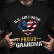 US Air Force Proud Grandma T-Shirt American Flag Heart Veteran Shirt Air Force Gift For Grandma