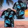 Blue Crab And Flowers Hawaiian Shirt Black Button Down Shirt Men Best Gift For Husband
