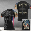 Faith Over Fear T-Shirt Christian Cross T-Shirt For Men Honoring American Gift