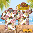 Custom Peace Love Teach Hawaiian Shirt Tropical Short Sleeve Button Down Gifts For Teacher