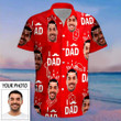 Custom Face Hawaiian Shirt I Love Dad Red Button Up Shirt Gifts for Father's Day