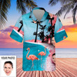 Custom Face Pink Flamingo Hawaiian Shirt Beach Vacation Aloha Shirt Face Print