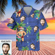 Custom Hawaiian Shirts With Photo Funny Santa Blue Button Down Shirt Gifts For Guys