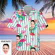 Personalized Image Hawaiian Shirt Flamingo And Flower Hawaiian Shirt Face Print Gift For Guys