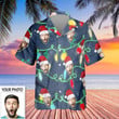 Personalized Photo Hawaiian Shirt Christmas Lights Custom Face Shirt Men's Hawaiian Shirt Gifts
