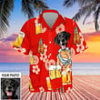 Custom Red Hawaiian Shirt With Your Dog's Face Beer Button Up Shirt Dog Owners Gifts