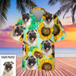 Personalized Photo Pug Hawaiian Shirt Sunflower Button Up Shirt Gift Ideas For Dog Lovers