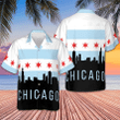 Chicago City Skyline Landmarks Hawaiian Shirt Patriotic City Of Chicago Apparel