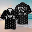 Peace Love Rock Hawaiian Shirt Skull Button Up Shirt Presents For Brother