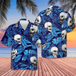 Skull Blue Tropical Hawaiian Shirt Summer Button Up Shirts Mens Gifts For Skull Lovers