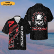 Custom Bowling Team Red Camouflage Skull Hawaiian Shirt Personalized Bowling Shirt For Men